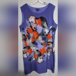 Vior vior abstract purple dress sleeveless midi size 16 EUC  white black